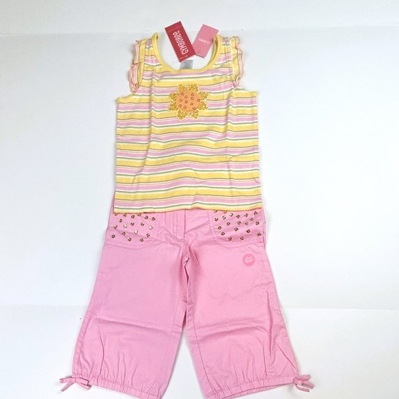 NWT Gymboree Girl Sequin Pocket Capri & Stripe Sunflower Tank - Picture 1 of 7